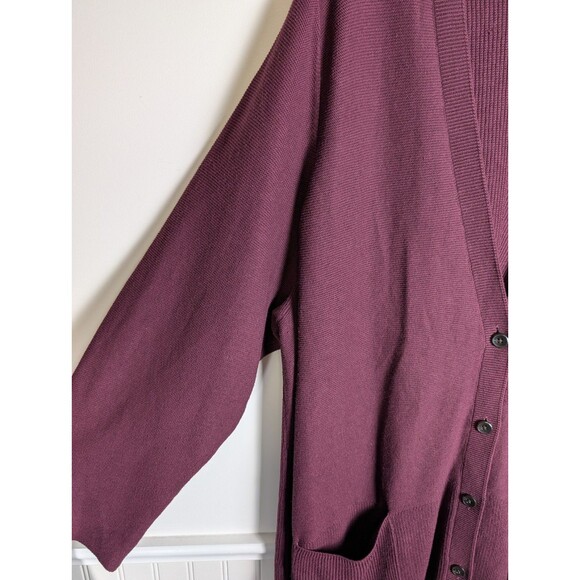 J. Jill Button Front Cardigan Sweater Women 4X Burgundy Knit Ribbed Duster - Picture 5 of 14
